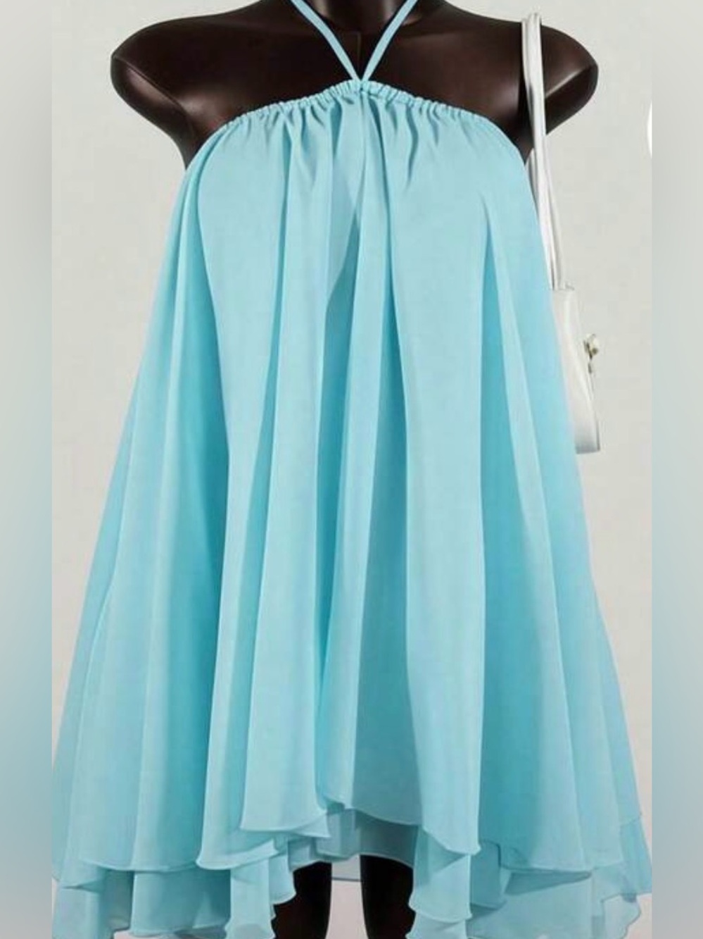 SHEIN Light Blue Halter Circle Skater Skirt